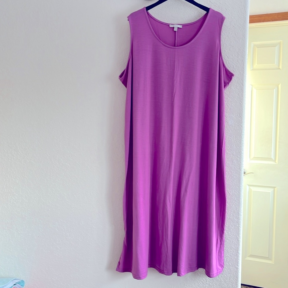 WOMAN WITHIN 2X 26/28 1PC SLEEVELESS LONG DRESS PINK USED IN EXCEL CONDITION